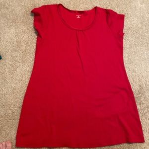 Lands End MP red short sleeve mid-thigh knit pajamas